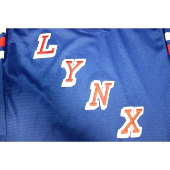 NHL Hockey Vintage Retro 90s LYNX Sewn Jersey Small CCM Maska Air-Knit Blue - Picture 2 of 5